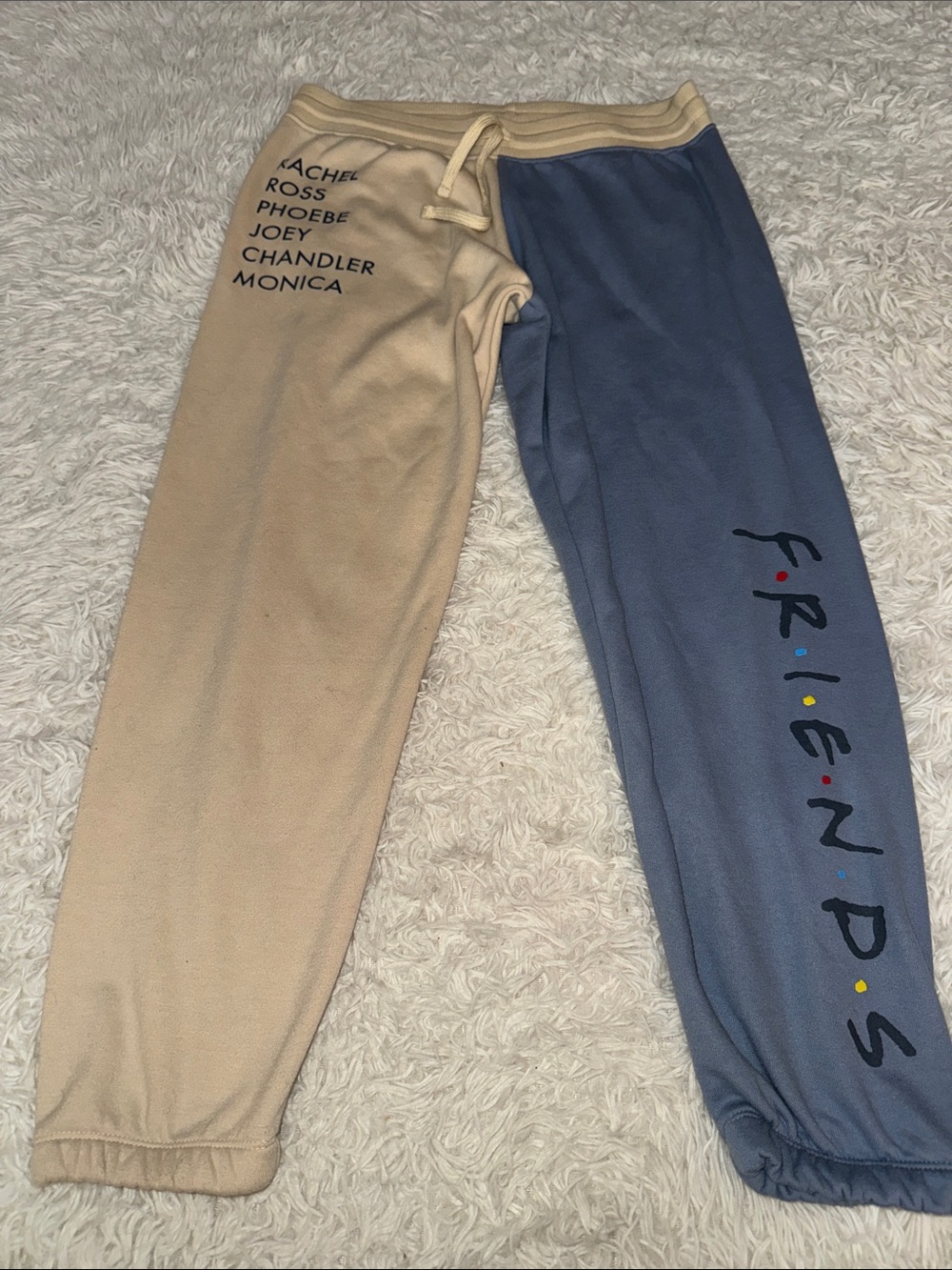 Friends Graphic Colorblock unisex Joggers - Tan & Blue